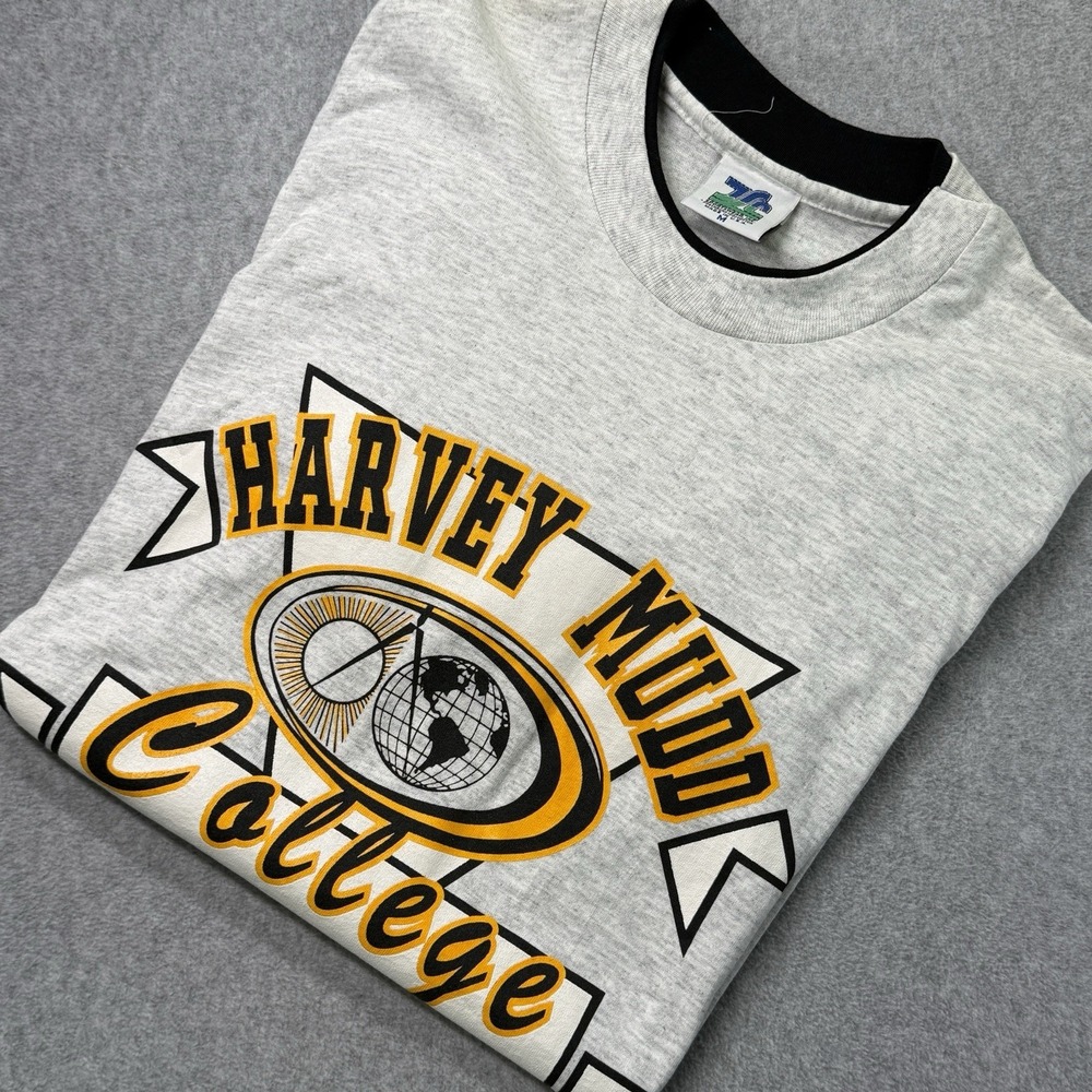 Vintage‎ Harvey Mudd College T-Shirt Single Stitch Gray Made in USA Sz M 80s 90s